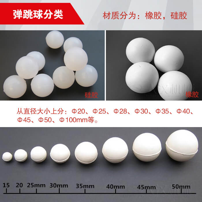 彈跳球由：硅膠于橡膠兩種材質。不同材質有不同的優勢。